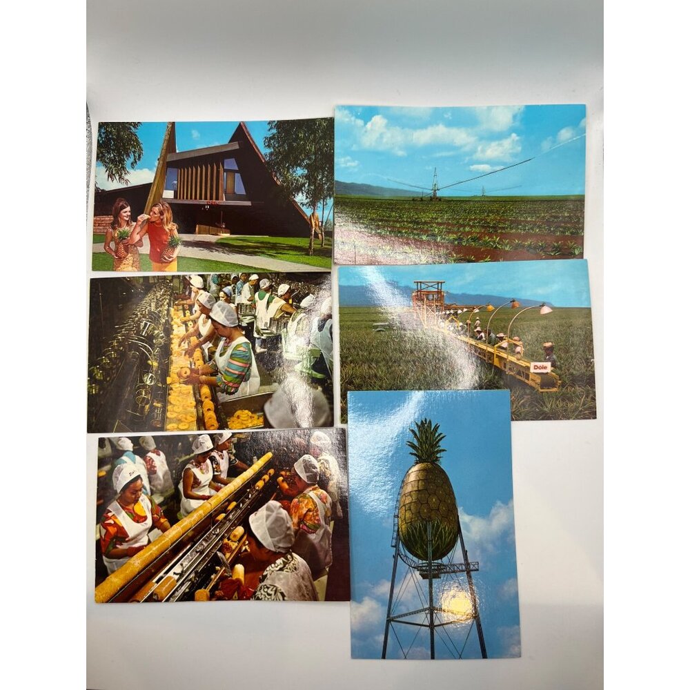 VTG Dole Pineapple Unused Postcards Pineapple Water Tower Wahiawa 60s Set of 6